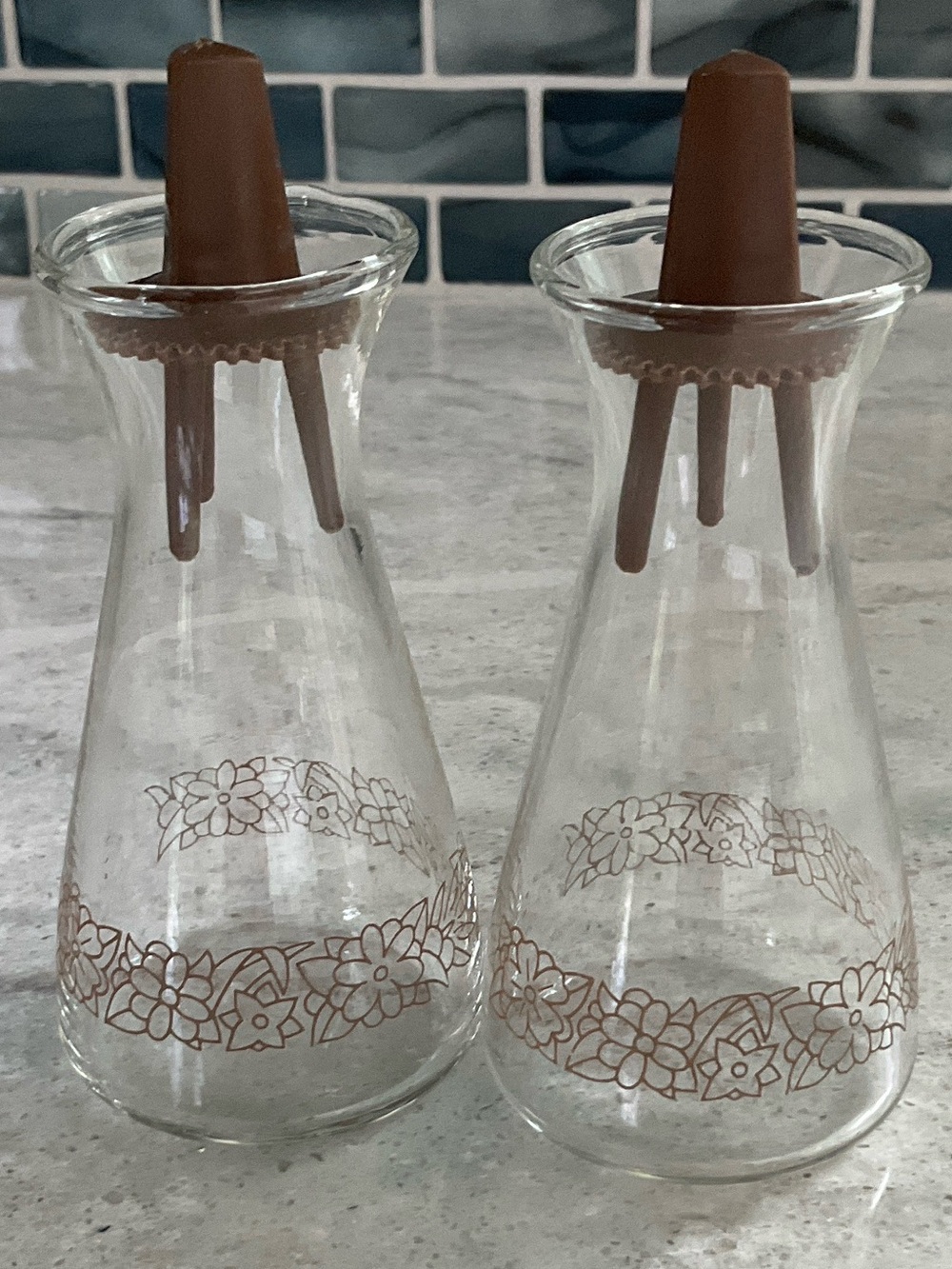 Vintage Matching Pair of Corelle Woodland Brown Salt & Pepper Shakers